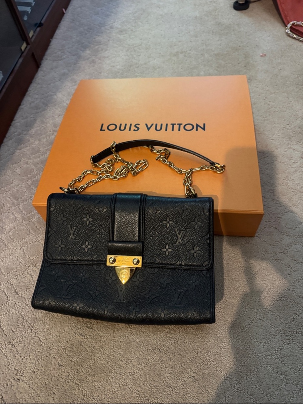 Louis Vuitton Black Monogram Empreinte Leather Chain Shoulder Bag